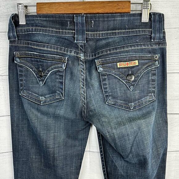Hudson Womens size 28 Blue Bootcut Jeans Flap Back Pockets British Union Y2K - Picture 7 of 10